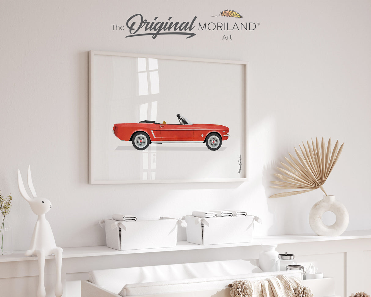 Red Convertible Classic Pony Car Print - Printable Art