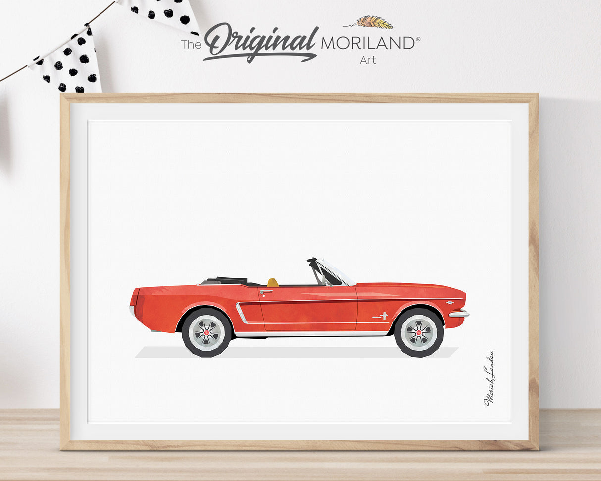 Red Convertible Classic Pony Car Print - Printable Art