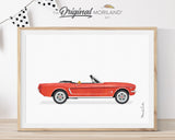 Red Convertible Classic Pony Car Print - Printable Art