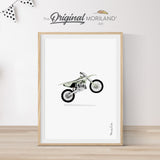 Sage green dirt bike printable wall art – off-road motorcycle print for boy nursery or playroom – instant download