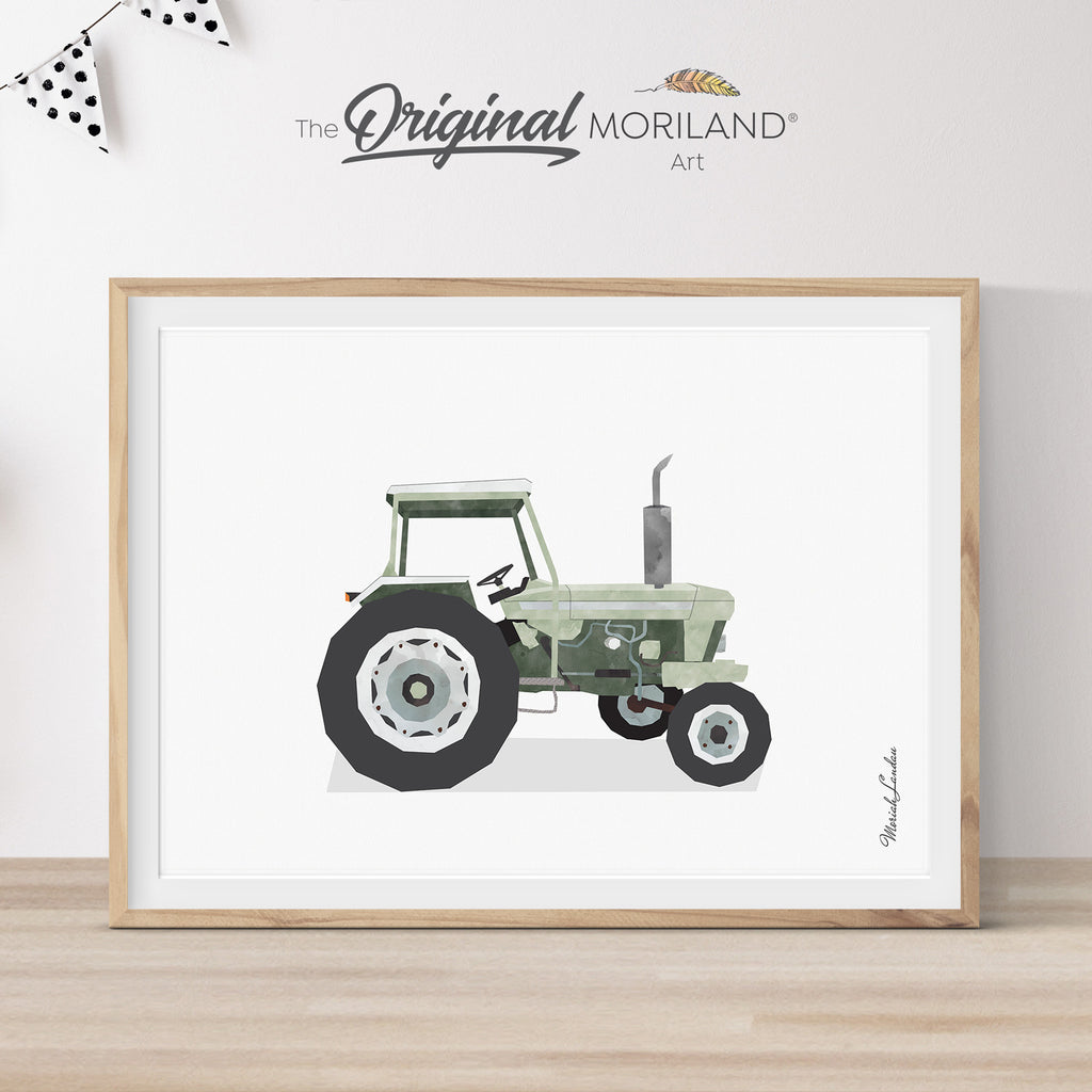 Sage Green Old Ford Vintage Tractor Print - Printable Art