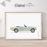 Sage Green Convertible Classic Pony Car Print - Printable Art