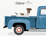 Pale Blue Old Truck with German Shorthaired Pointer Dog Print - Printable Art