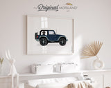 Navy Blue Off-Road 4x4 & Black Doodle Art | Retro Adventure Digital Print