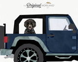Navy Blue Off-Road 4x4 & Black Doodle Art | Retro Adventure Digital Print