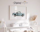 Pale Blue Old Truck With Black German Shepherd Dog Print - Printable Art