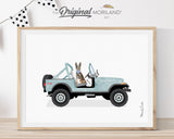 Pale Blue Open SUV with Blue Heeler Dog Print - Printable Art