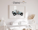 Pale Blue Open SUV with Blue Heeler Dog Print - Printable Art