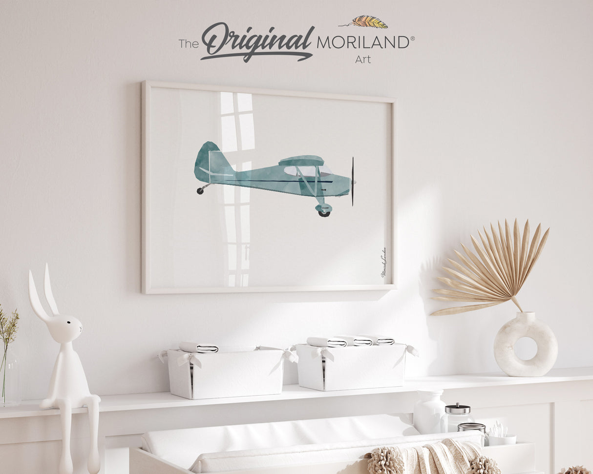 Pale Blue Light Airplane Print - Printable Art