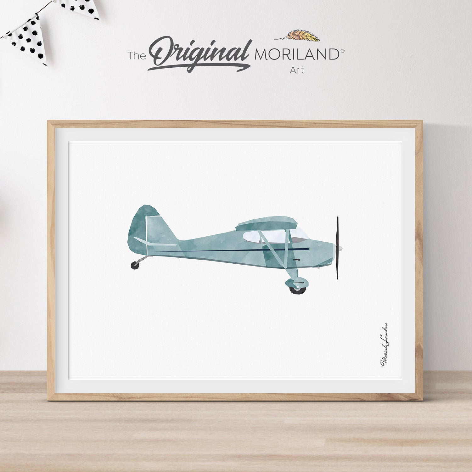  Plane  Piper Vagabond Print, Pale Blue Light Airplane Print - Printable Art