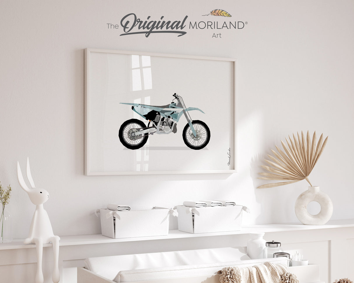 Pale Blue Dirt Bike Print - Printable Art