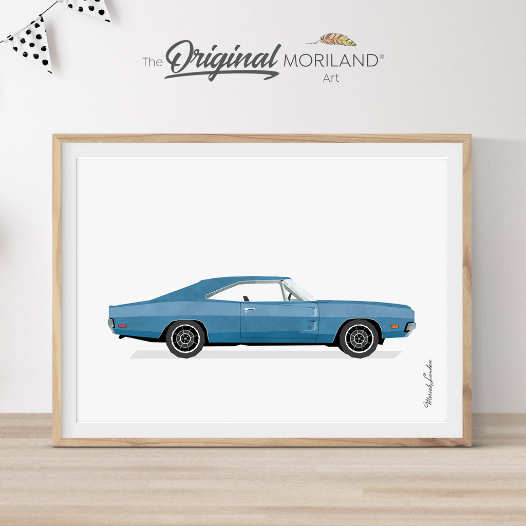 1969 Dodge Car wall art print gift for him and for baby boy nursery décor