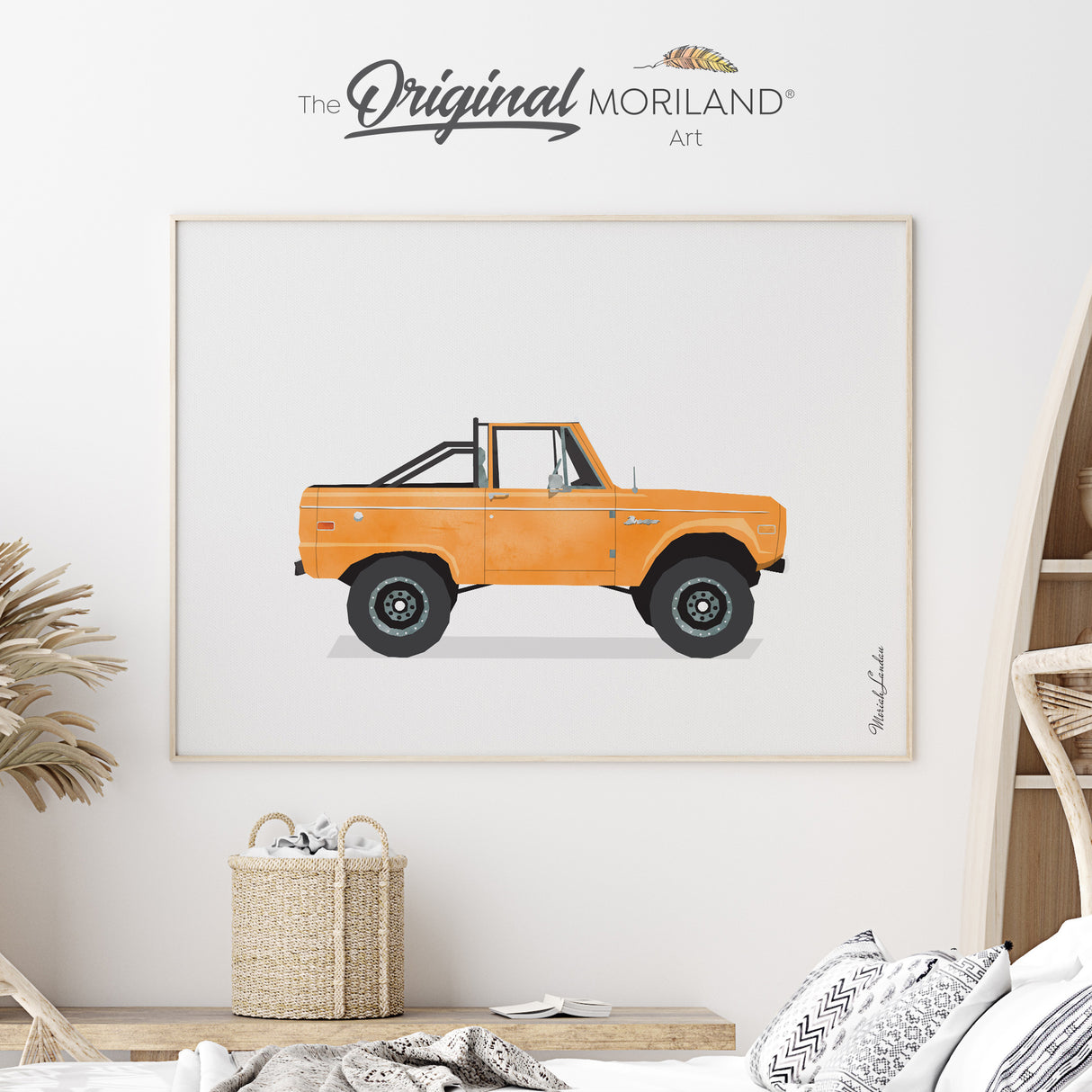 Orange Classic Pickup Truck Fine Art Paper Print