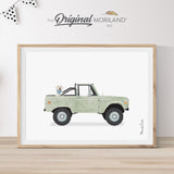 Sage Green Classic Ford Bronco Truck with White Labrador Dog Print - Printable Art