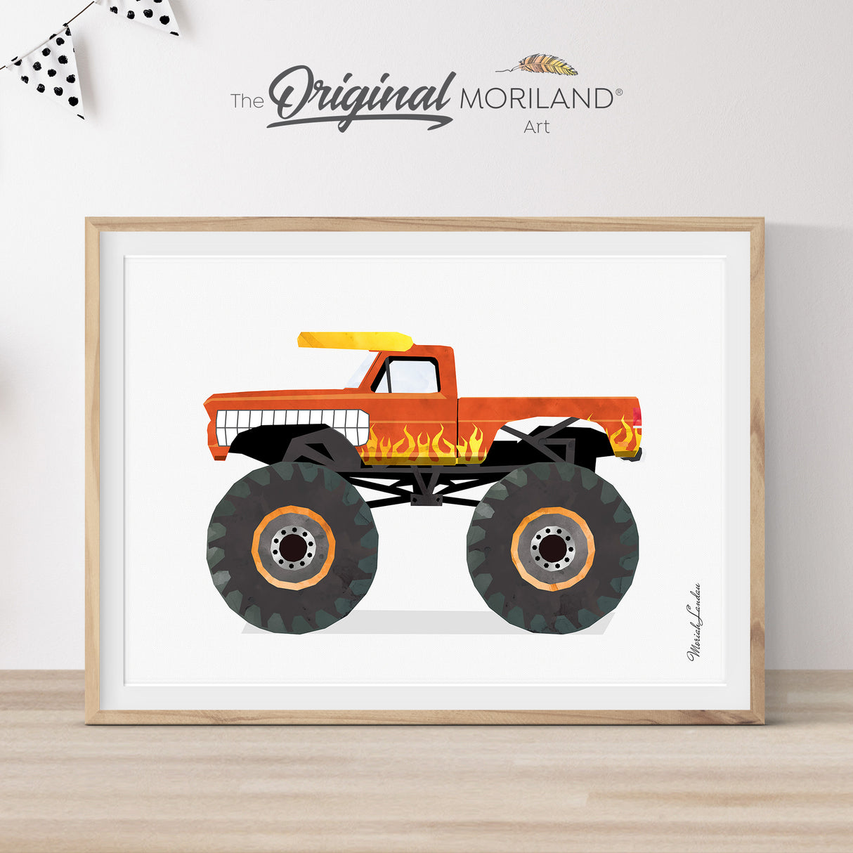 Bull Pickup Monster Truck Print - Printable Art for kids room and nursery wall art decor