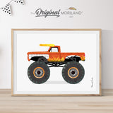 Bull Pickup Monster Truck Print - Printable Art for kids room and nursery wall art decor