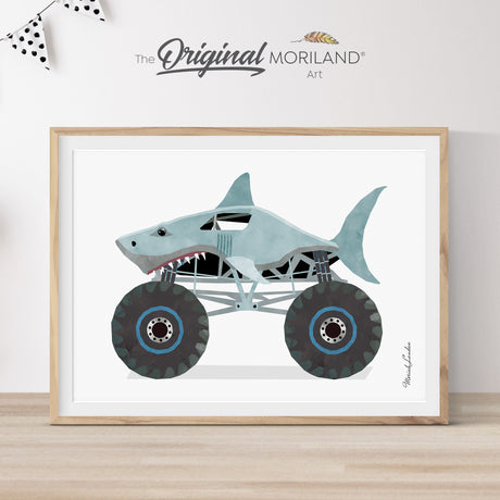 Shark Monster Truck Print - Printable Art