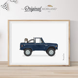 Navy Blue Classic Ford Bronco Truck With Bernese Mountain Dog Print - Printable Art