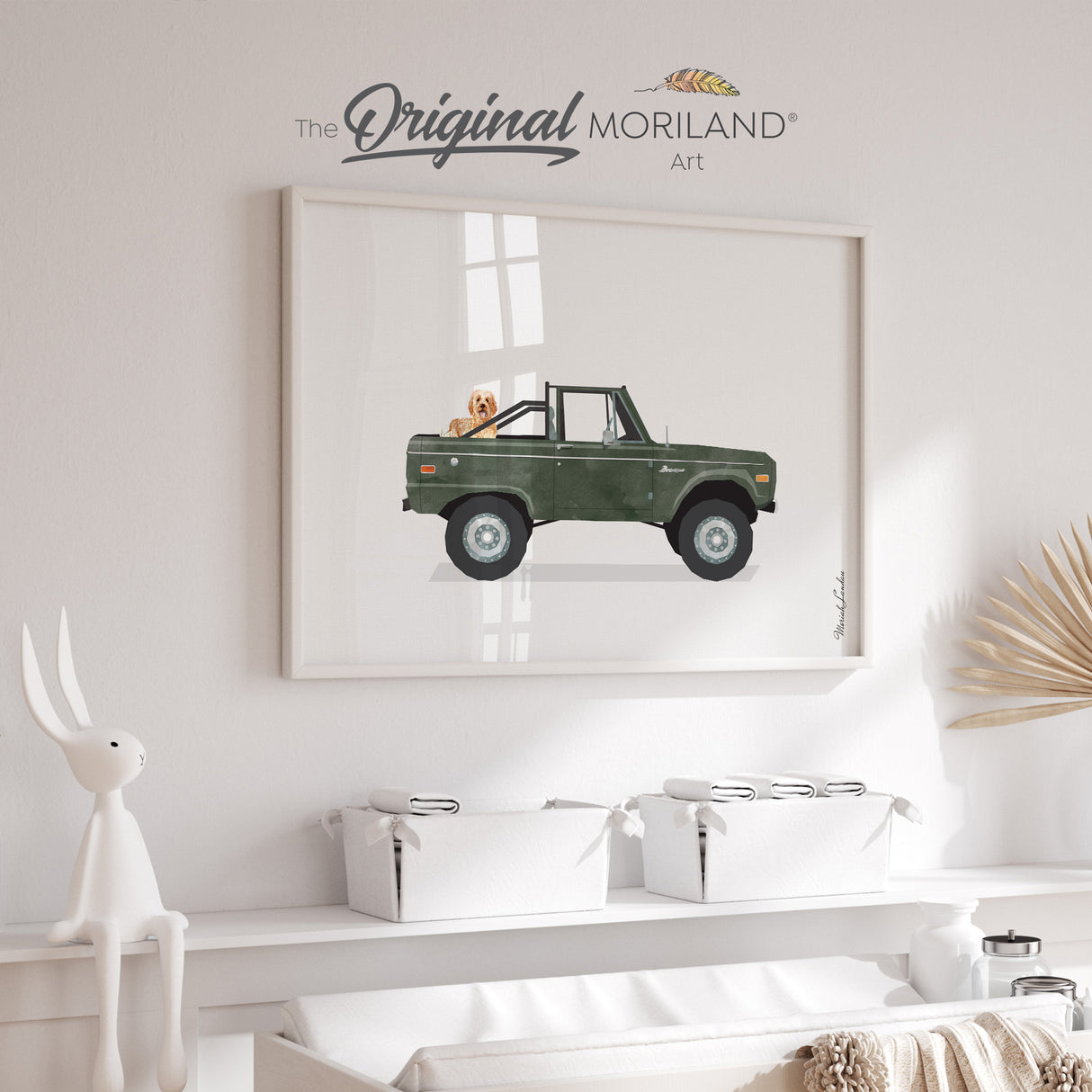 Dark Green Classic Truck with GoldenDoodle Dog Print - Printable Art