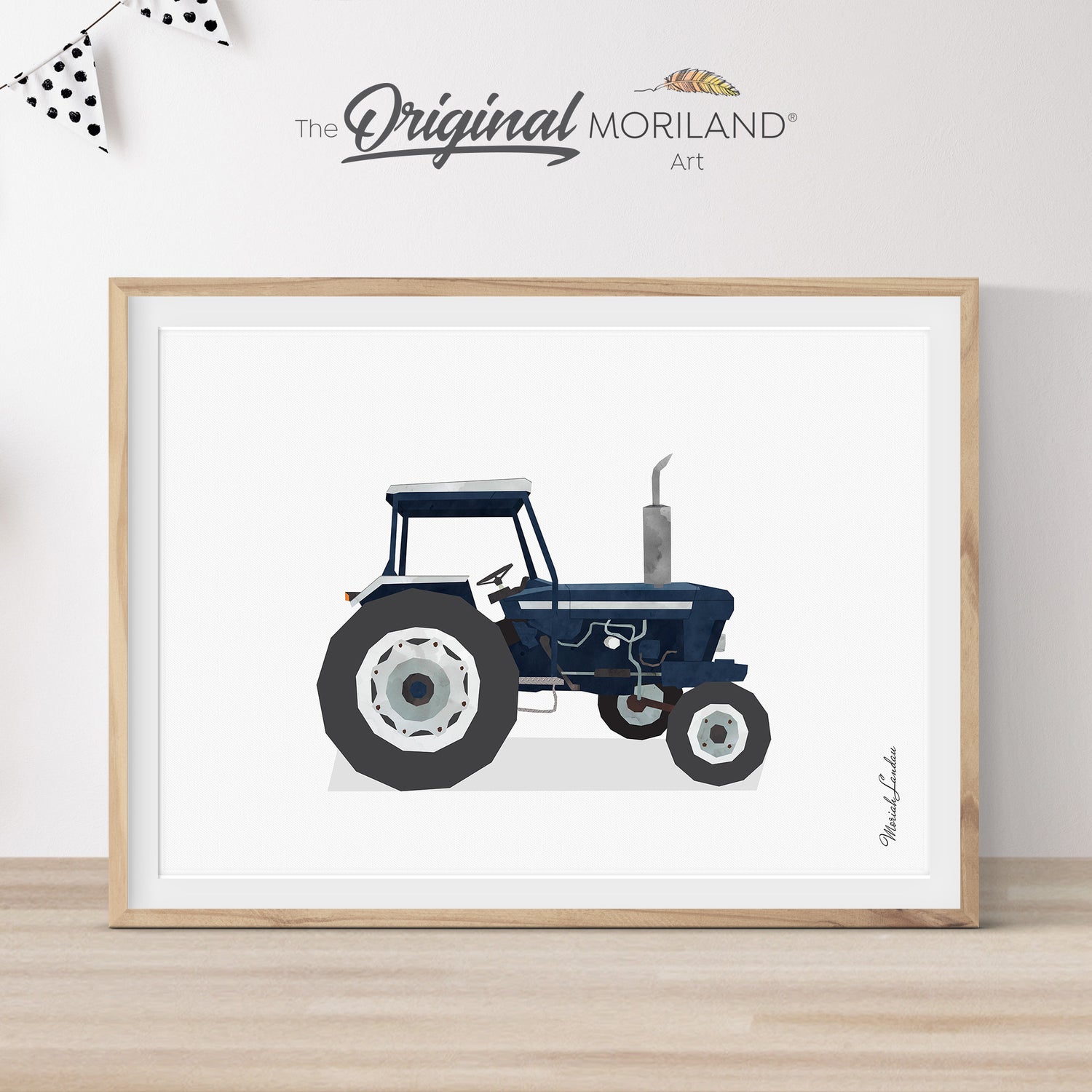 Navy Blue Old Vintage Ford Tractor Print - Printable Art
