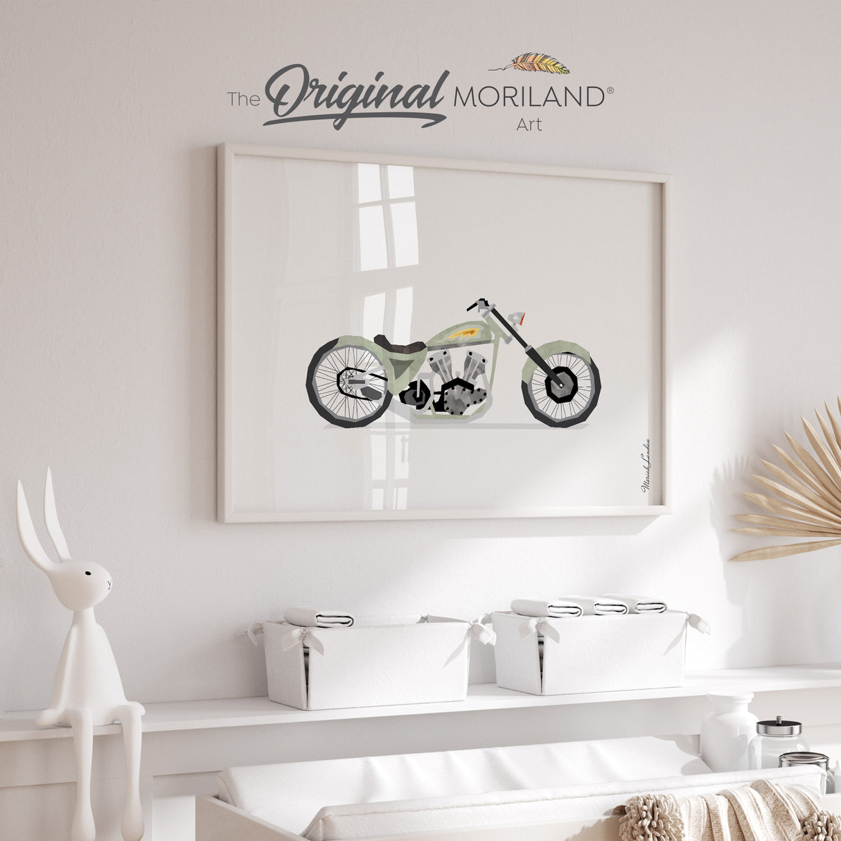 Sage Green Vintage Motorcycle Print - Printable Art