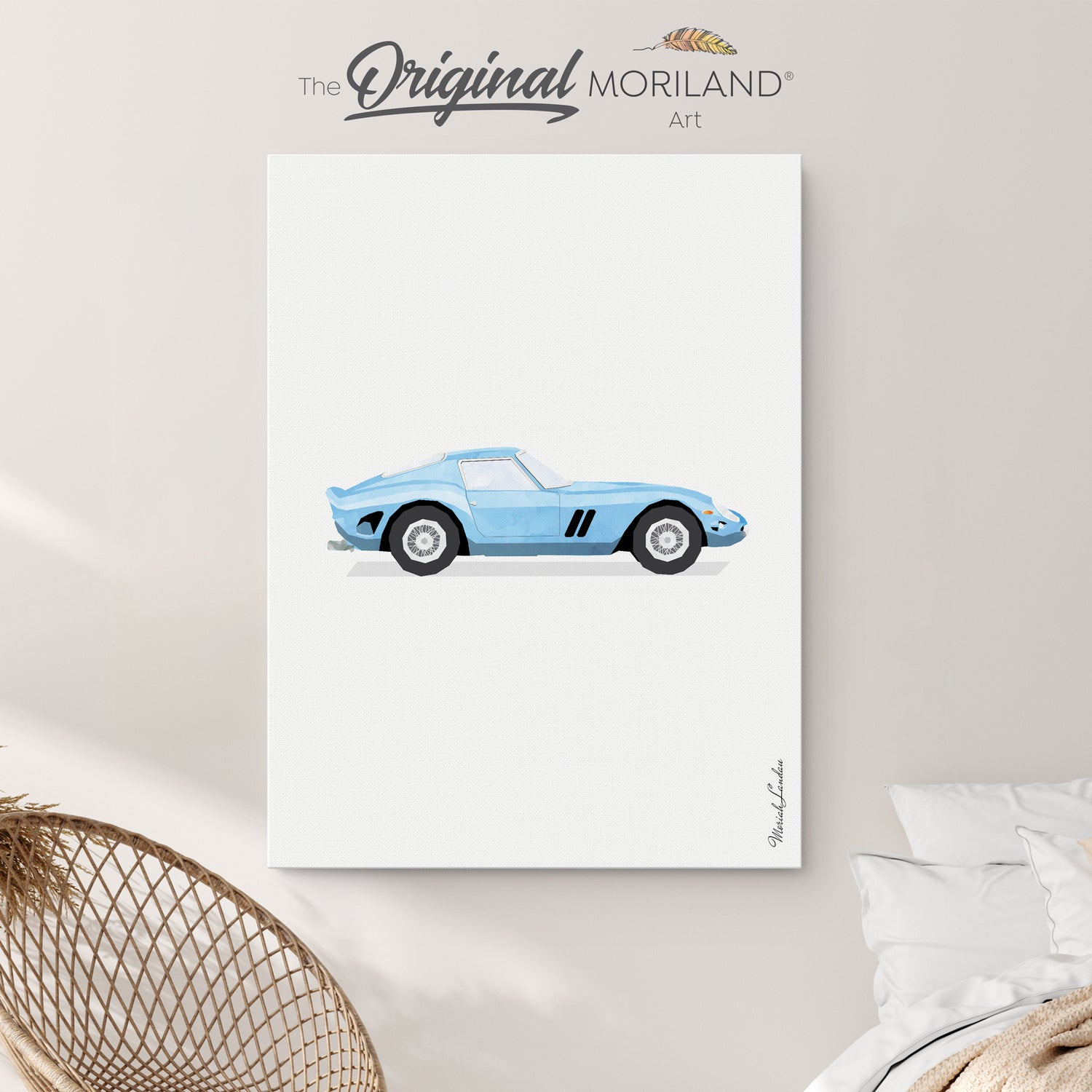 Baby Blue Classic Ferrari 250 GTO Sports Car Canvas Print | Vertical