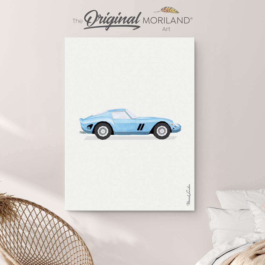 Baby Blue Classic Ferrari 250 GTO Sports Car Canvas Print | Vertical