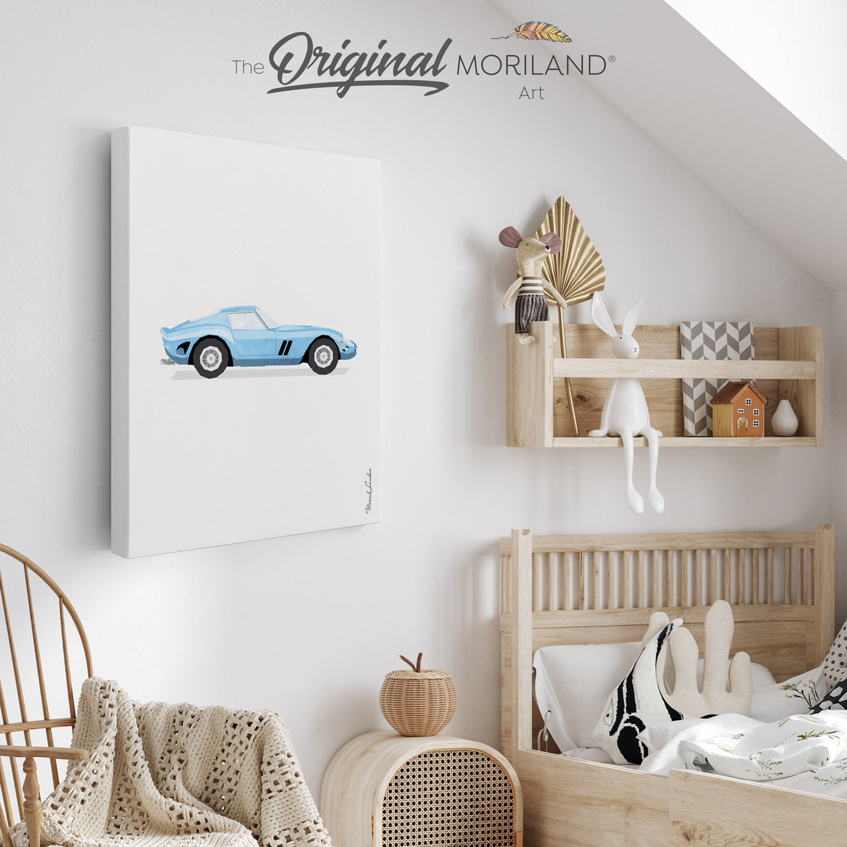 Baby Blue Classic Sports Car Canvas Print | Vertical