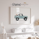 Pale Blue Classic Truck With Cavalier King Charles Spaniel Dog Print - Printable Art