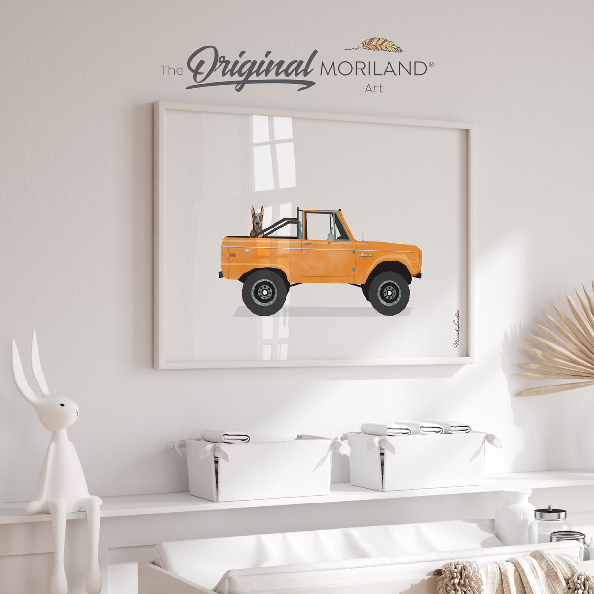 Orange Classic Truck With Doberman Dog Print - Printable Art