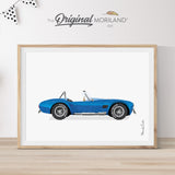 Blue Convertible Sports Car Shelby Cobra 427 Automobile Print - Printable Art