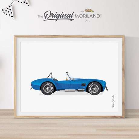 Blue Convertible Sports Car Shelby Cobra 427 Automobile Print - Printable Art