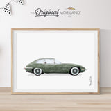 Dark Green Classic Jaguar E-Type Sports Car Automobile Print - Printable Art