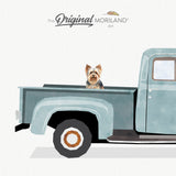 Vintage Pale Blue Truck and Yorkie Dog Printable Wall Art