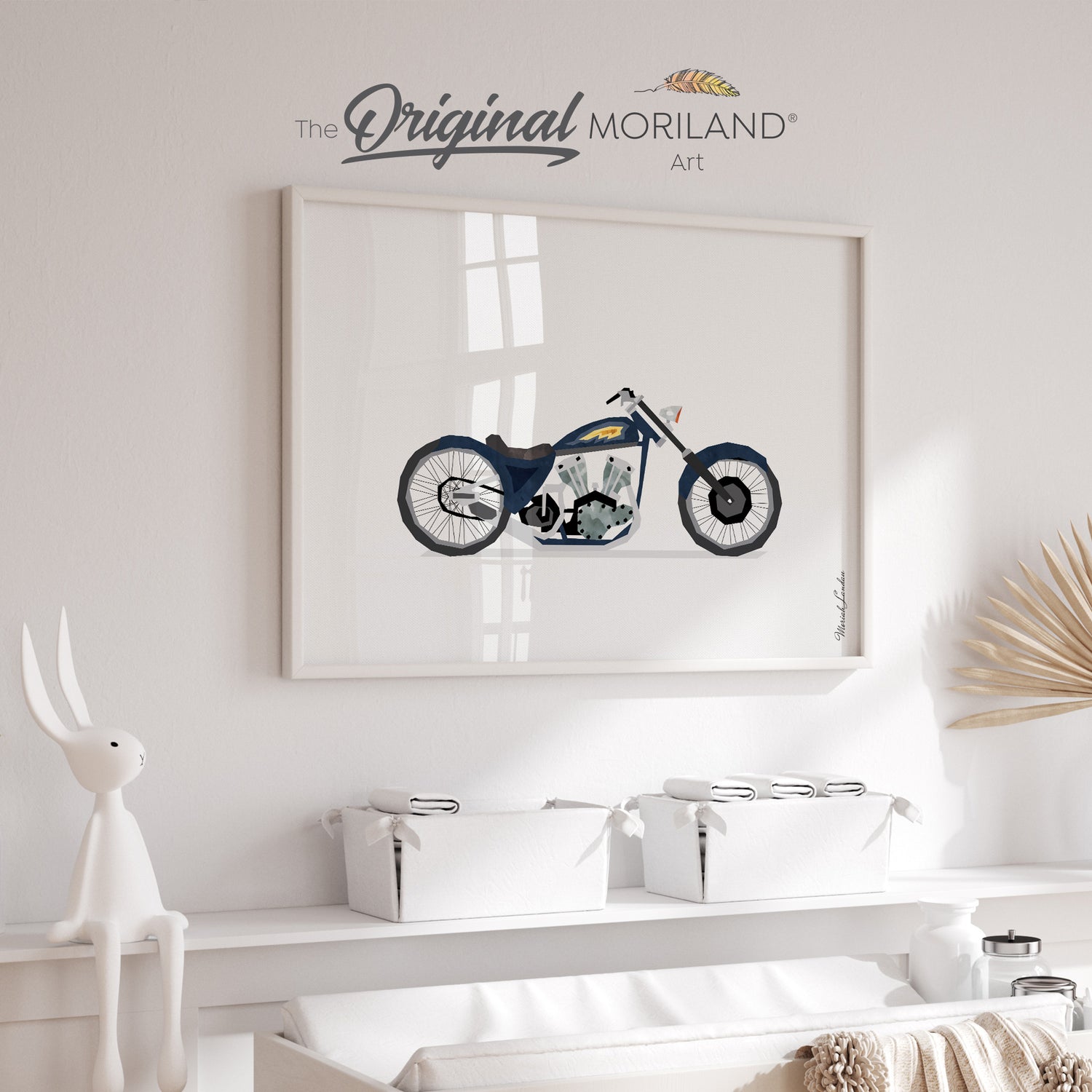Navy Blue Vintage Motorcycle Print - Printable Art