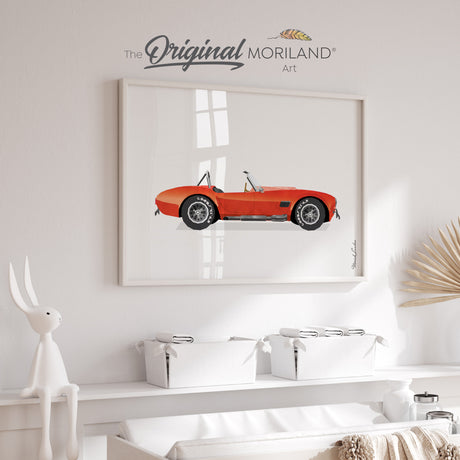 Red Convertible Sports Car Automobile Print - Printable Art