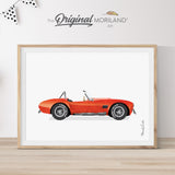 Red Convertible Sports Car Automobile Print - Printable Art