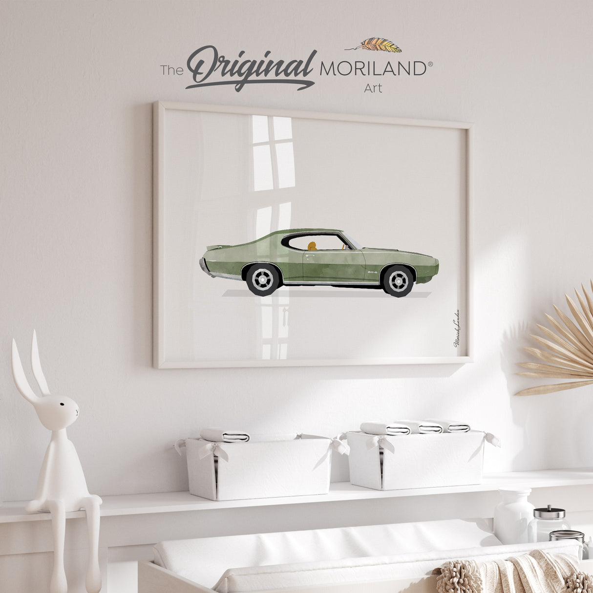 Sage Green Classic Muscle Car Print - Printable Wall Art for Car Enthusiasts