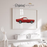 Red Classic Pony Muscle Car Print - Printable Art