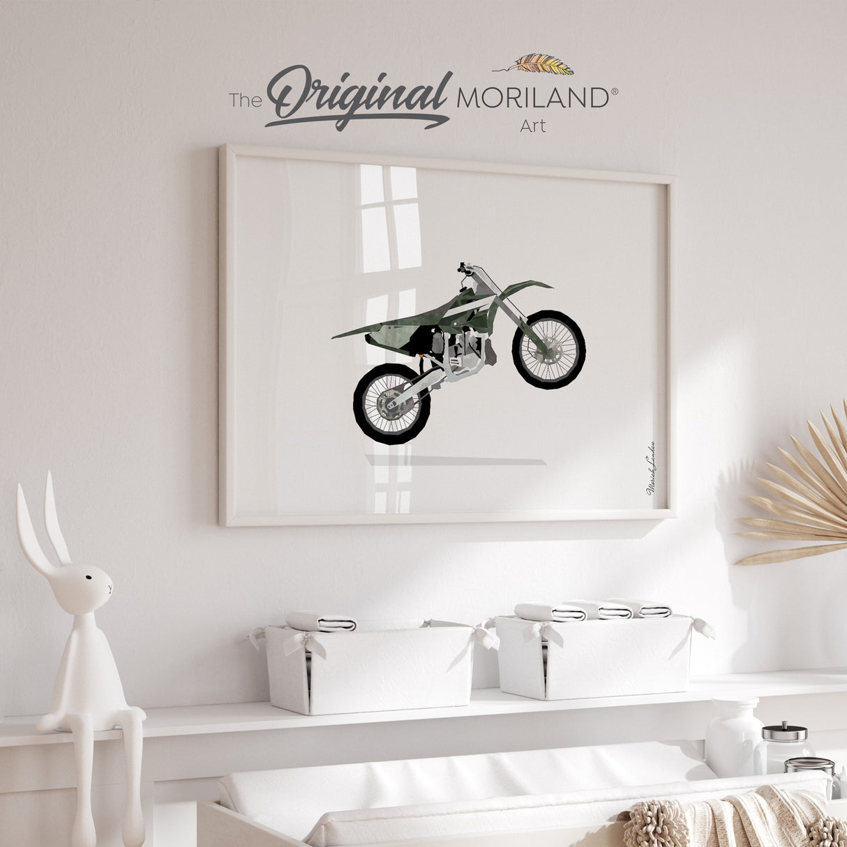 Dark Green Wheelie Dirt Bike Print - Printable Art