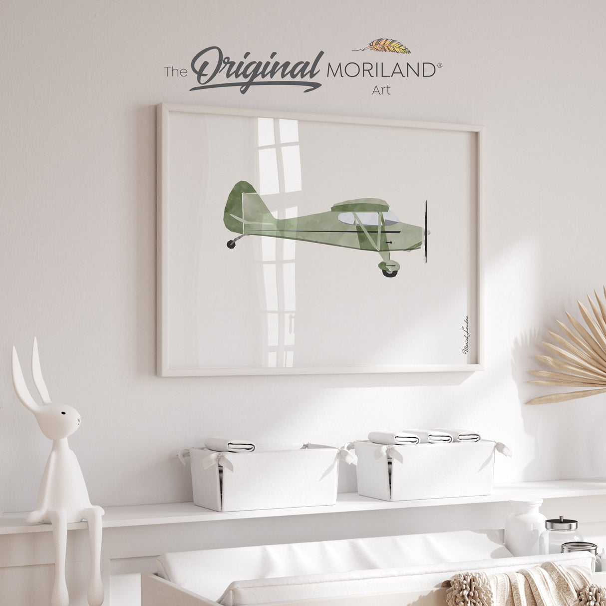 Sage Green Light Airplane Print - Printable Art