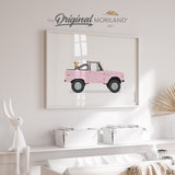 Pink Classic Pickup Truck with Airedale Terrier Dog Print - Printable Art