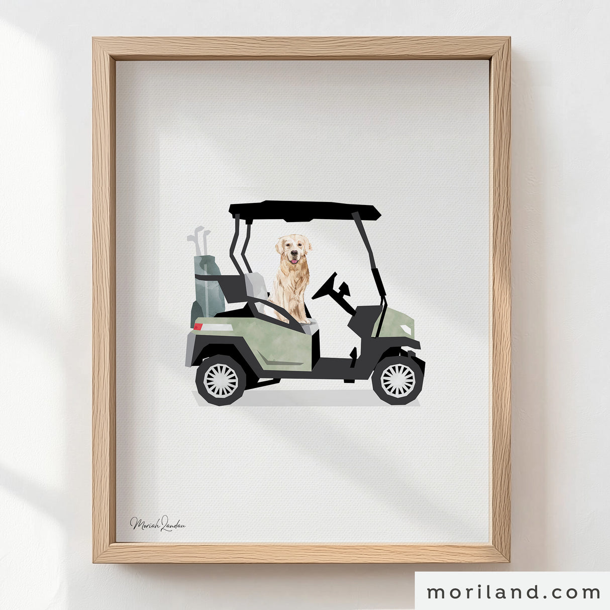 Golf & Golden Retriever Wall Art - Sage Green Nursery Décor - Printable Set of 3 - LAND189