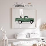 Green Classic Truck with English Springer Spaniel Dog Print - Printable Art