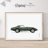 Dark Green Classic 1976 corvette stingray Sports Car Print - Printable Art