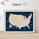 Navy-Beige US Map Print - Printable Art