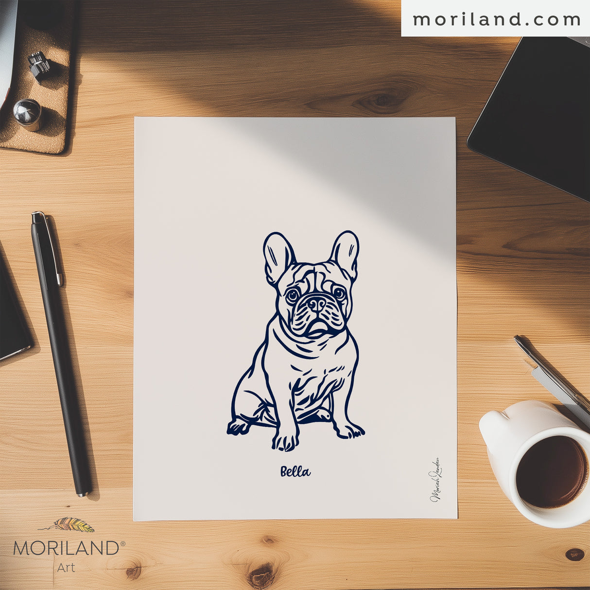 Personalized Dog Name Art - French Bulldog Portrait Drawing - Printable Art