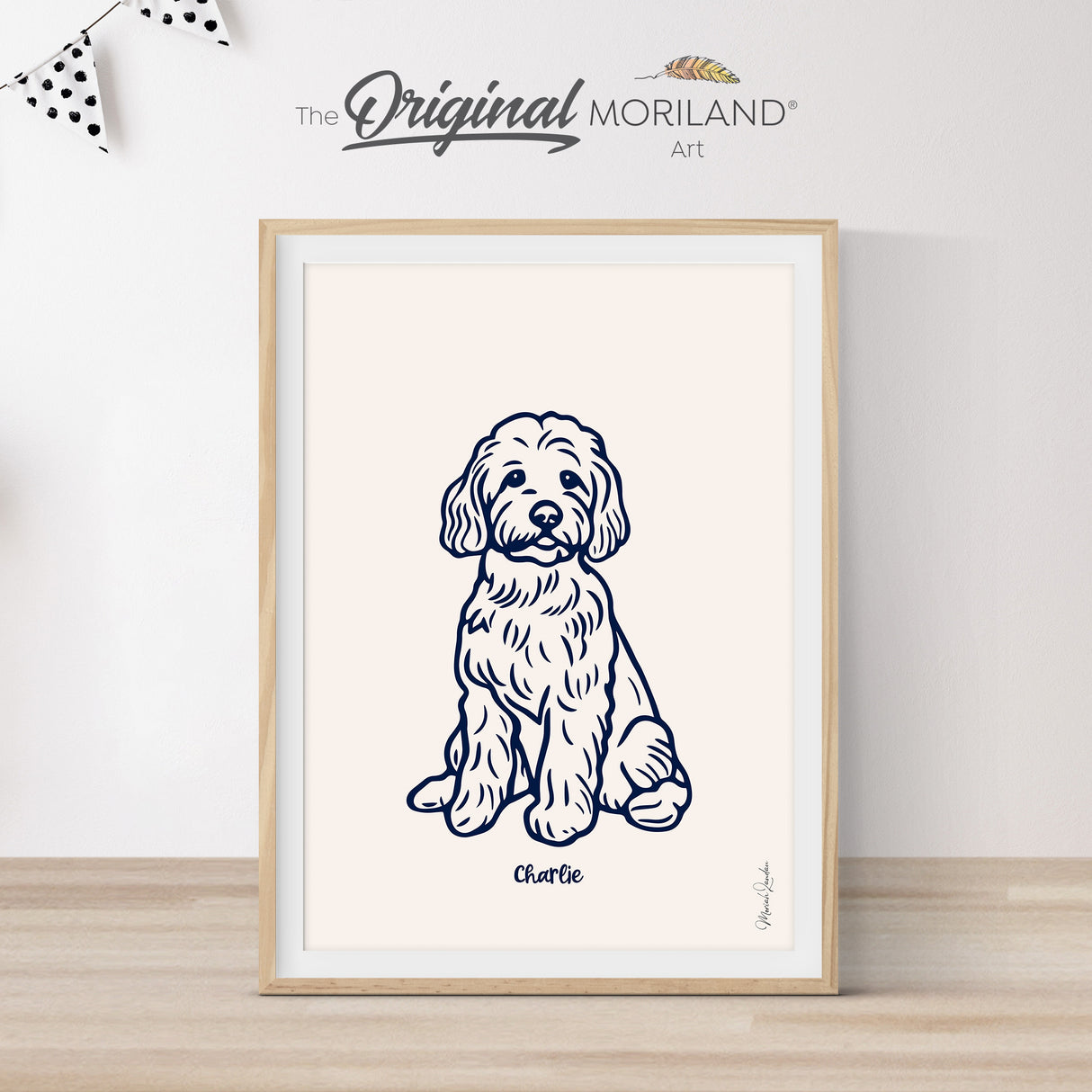 Personalized Dog Name Art - Goldendoodle Portrait Drawing - Printable Art