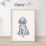 Personalized Dog Name Art - Goldendoodle Portrait Drawing - Printable Art