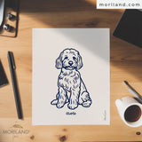 Personalized Dog Name Art - Goldendoodle Portrait Drawing - Printable Art